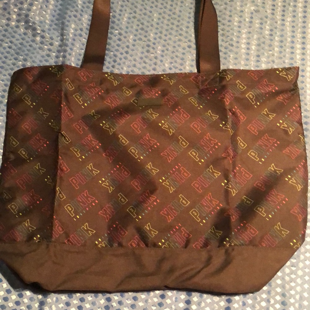 Pink black tote bag